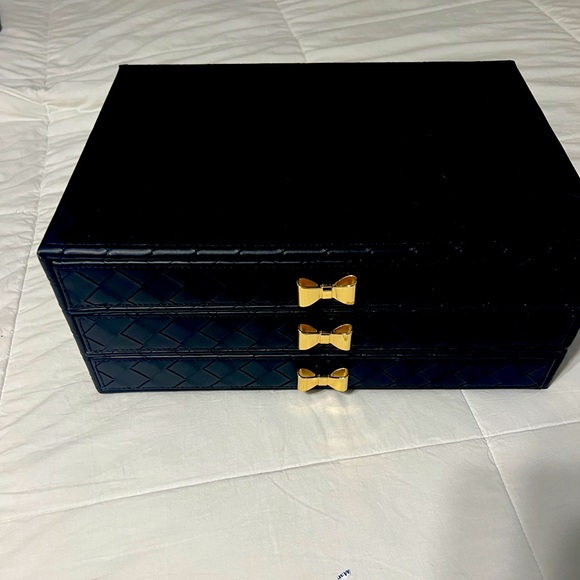 Accessories - Black Jewelry Box with Gold Bow Accents